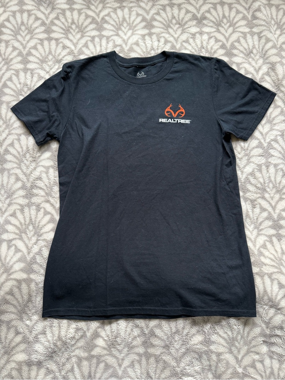 Realtree Black Short Sleeve Tee with Orange Logo
